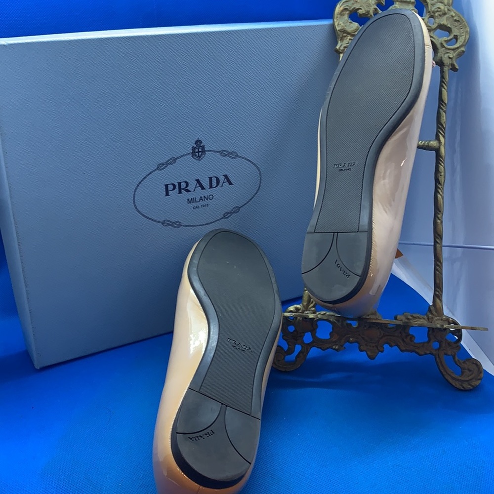 🩰 - 👠 🔥 PRADA Unique Beige patent leather ballerina‎ 37 bow tie - Picture 13 of 13